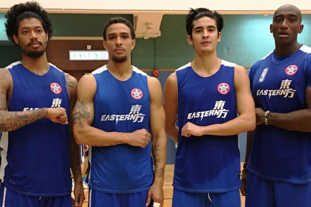 Eastern basketball's new foreign players. From left: Tyler Lamb, Marcus Elliott, Steven Guinchard and Ryan Moss.