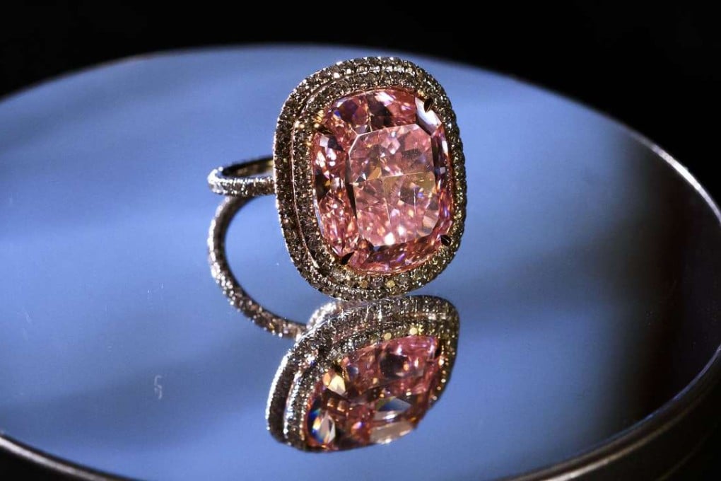 The 16.08-carat pink diamond bought by Joseph Lau for his daughter. Picture: AFP
