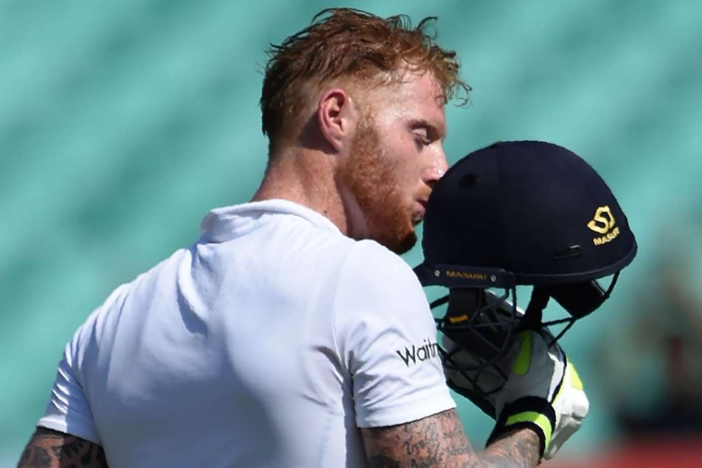 England's Ben Stokes celebrates his century on the second day of the first test against India in Rajkot. Photo: AFP