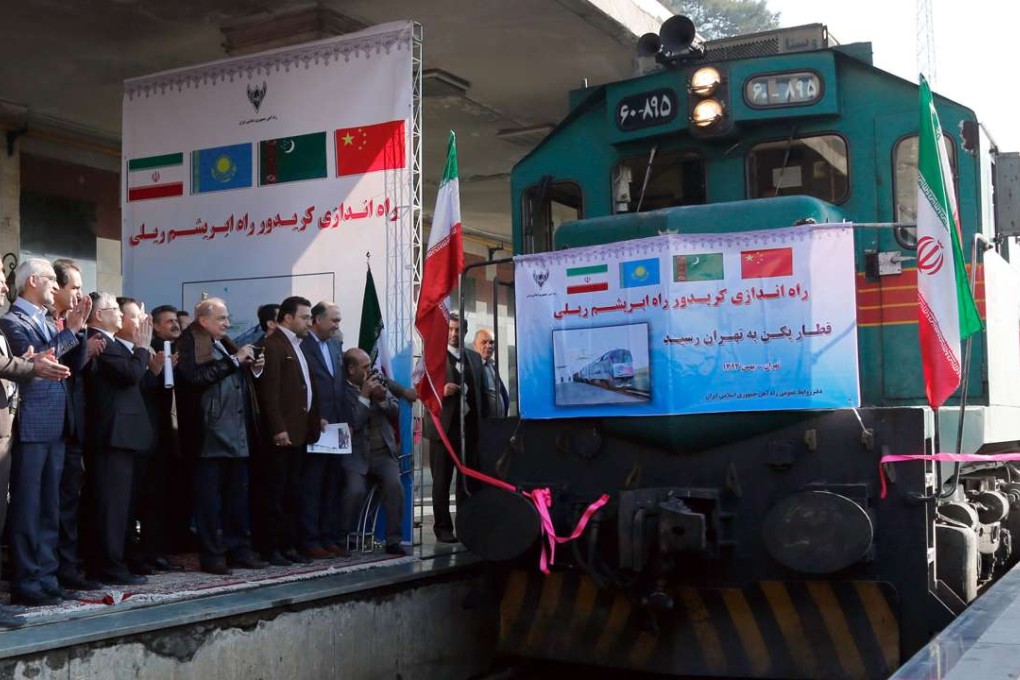 The first Chinese cargo train, to be used following Iran-China joint efforts to revive the Silk Road, arrives in Tehran, Iran, 15 February 2016. Reports said the 32-containers train, each with a capacity of 40 square feet, arrived in Tehran after a 14-day journey from northwestern China. Chinese President Xi Jinping introduced the ‘Silk Road Economic Belt’ in 2013 to improve the infrastructure linking China to Europe through Central Asia. EPA/STRINGER