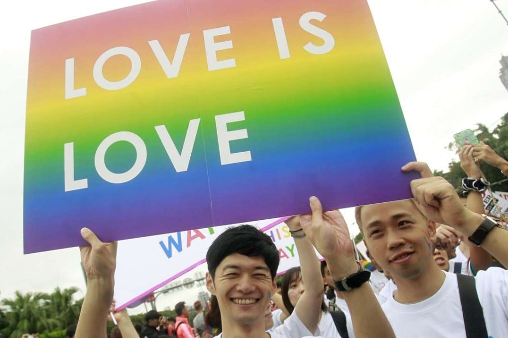 A file picture of revellers at a gay pride parade in Taipei last year. Taiwanese lawmakers are working on three bills in support of marriage equality. Photo: AP