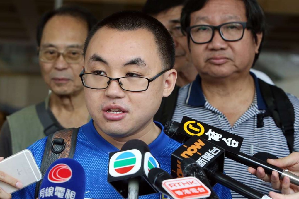 Voice of Loving Hong Kong member Ricky Chan Ka-wai outside the High Court in Admiralty on Monday. Photo: Dickson Lee