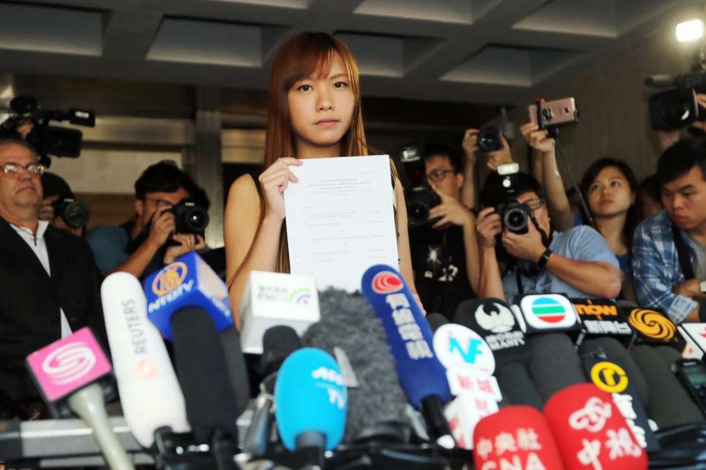 Yau Wai-ching outside the High Court in Admiralty on Tuesday. Photo: Edward Wong