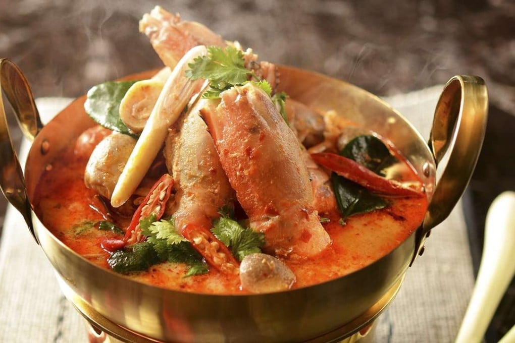 Tom yum kung with prawns at Apinara in Pacific Place.