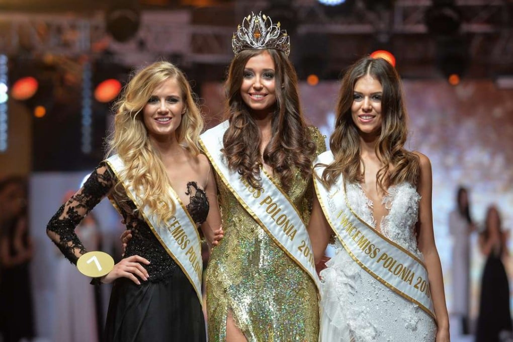 Miss Polonia 2016 Izabella Krzan (centre) with I Vice Miss Dominika Szymanska (right) and II Vice Miss Katarzyna Wlodarek pose at the end of the Miss Polonia 2016 beauty contest. Krzan will now represent Poland at the 2016 Miss Universe final. Photo: EPA