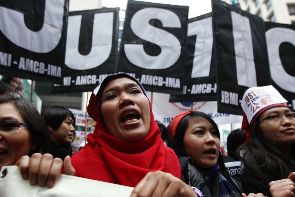 Protesters at a march in 2014 to highlight the plight of maids abused by their employers. Photo: Nora Tam
