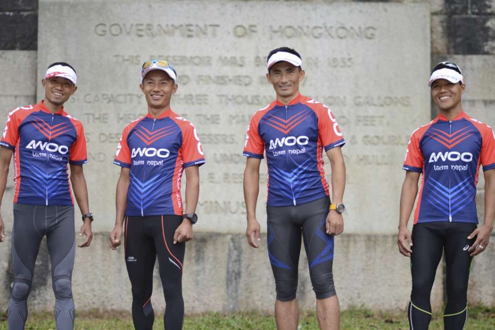 AWOO Team Nepal, who are competing in Oxfam Trailwalker 2016, at the Shing Mun reservoir. Photo: Antony Dickson