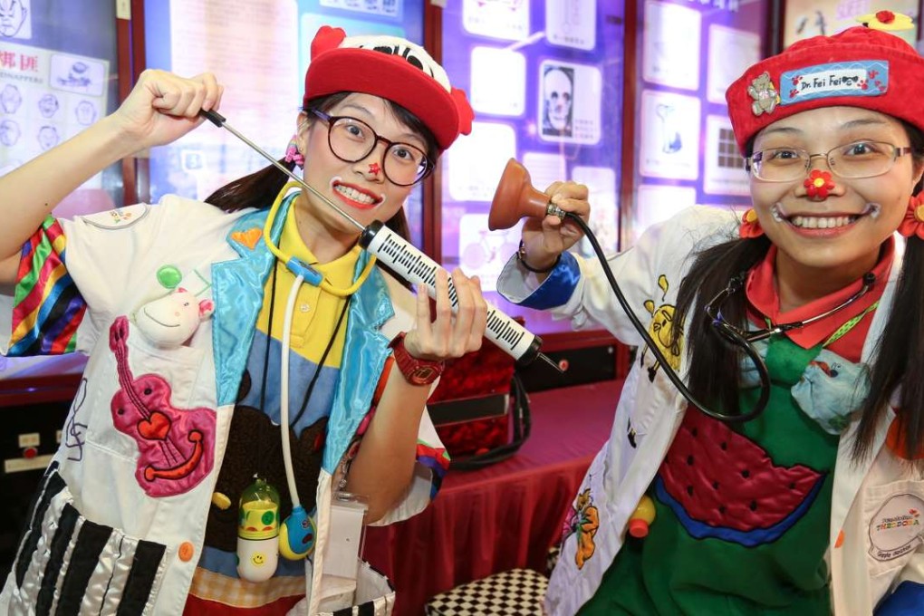 “Clown doctors” Ng Hoi-kei (left), whose persona is Dr La-La, and So Pui-ching, who goes by Dr Fei-Fei, are two of seven such entertainers in Hong Kong. Photo: Xiaomei Chen