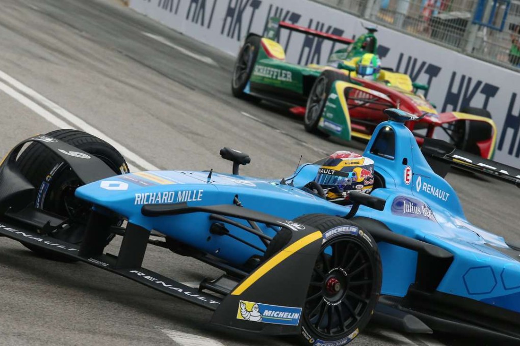 Renault e.dams driver Sébastien Buemi in action at the 2016 Hong Kong ePrix in Central. Photo: K. Y. Cheng