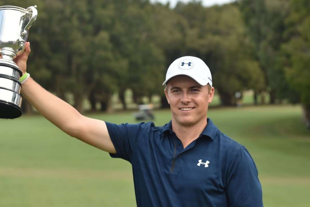 Jordan Spieth with the Stonehaven Cup after winning the Australian Open in Sydney. Photo: AFP