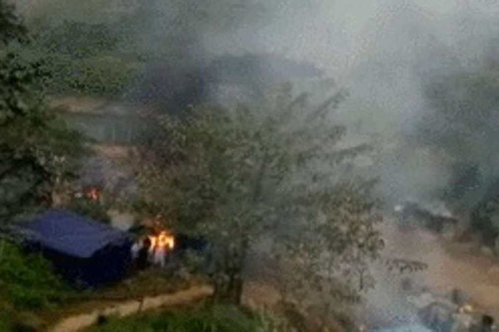 A screenshot from CCTV shows fighting near the China-Myanmar border. Photo: SCMP Pictures