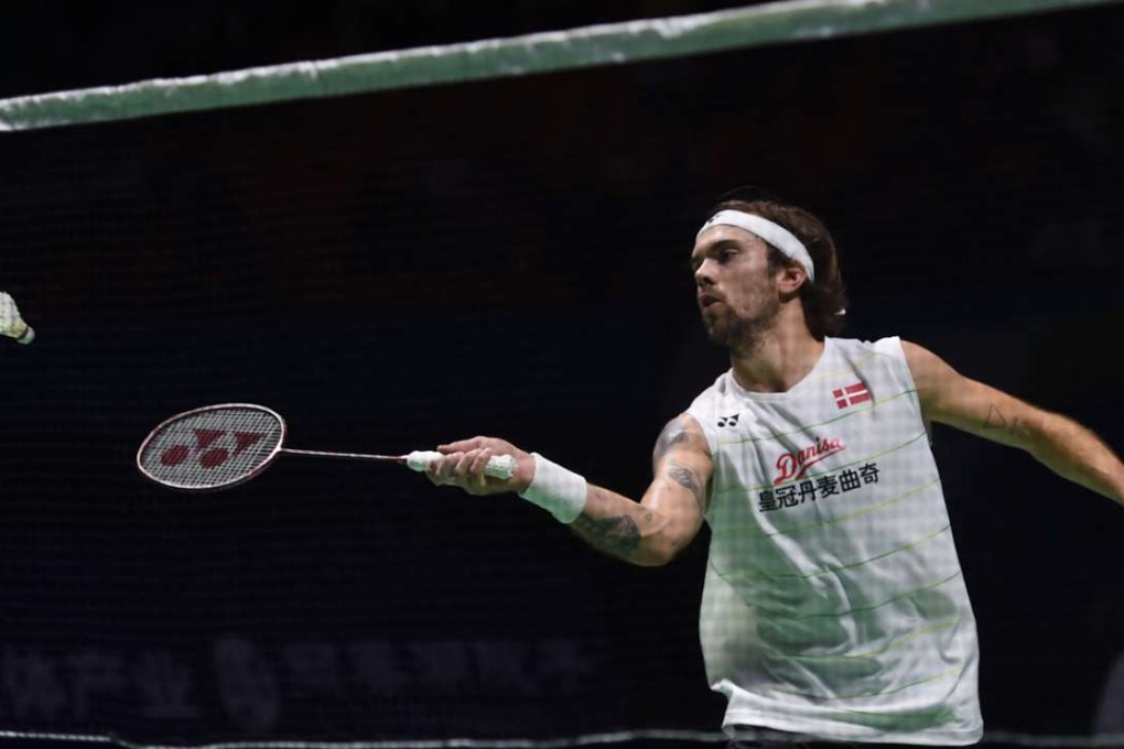 Jan O Jorgensen of Denmark competes during the men's singles final against Chen Long of China at the China Open. Photo: Xinhua