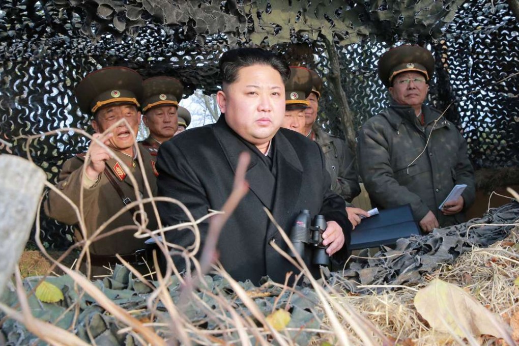 North Korean leader Kim Jong-un inspects the Galido outpost and Jangjedo defending force, in this undated photo released by the Korean Central News Agency. Photo: Reuters / KCNA