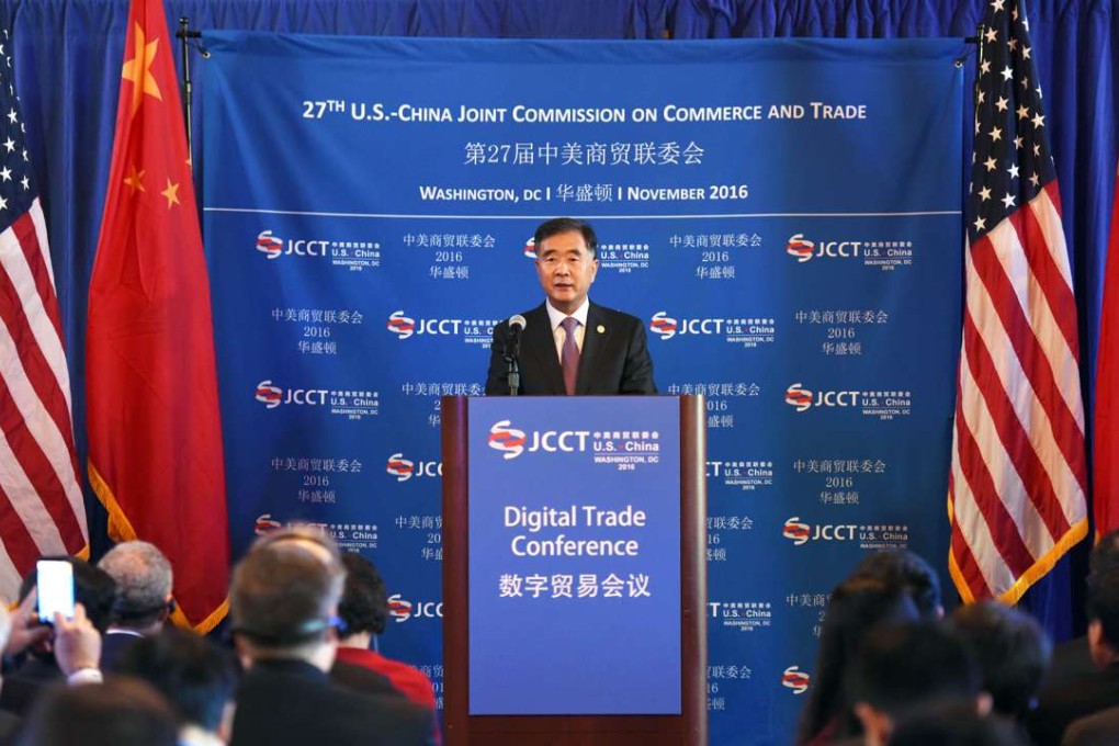 Vice-Premier Wang Yang pictured delivering a speech at a forum in Washington on Tuesday. Photo: Xinhua