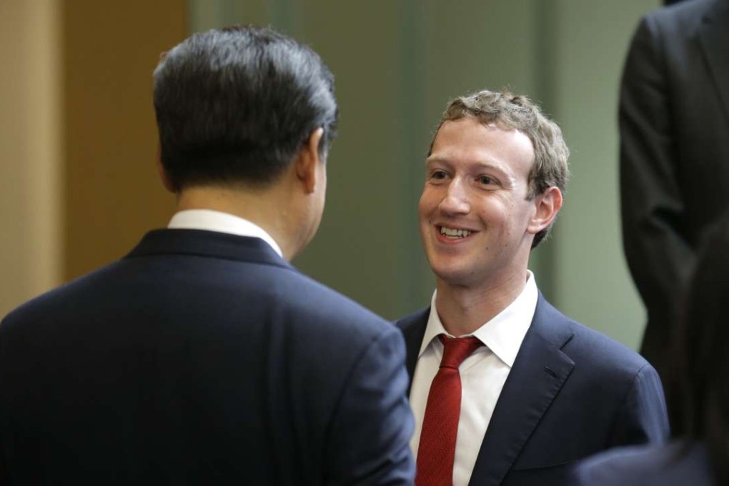 Chinese President Xi Jinping, left, talks with Facebook Chief Executive Mark Zuckerberg, last year. Photo: AFP