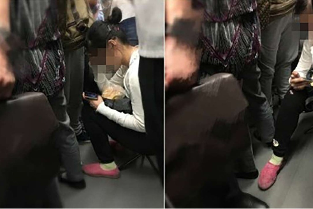 Shanghai’s metro operator has urged passengers not to sit on stools on trains after photos showing the practice led to complaints from social media bloggers. Photo: SCMP Pictures
