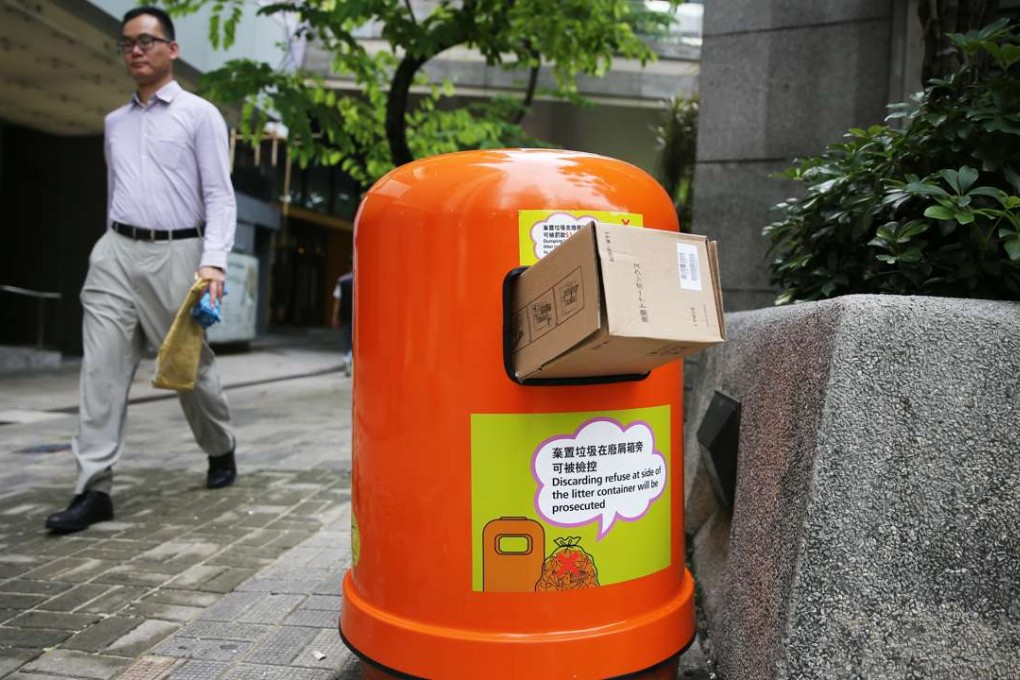 One of the new rubbish bins in Wan Chai. Photo: Sam Tsang