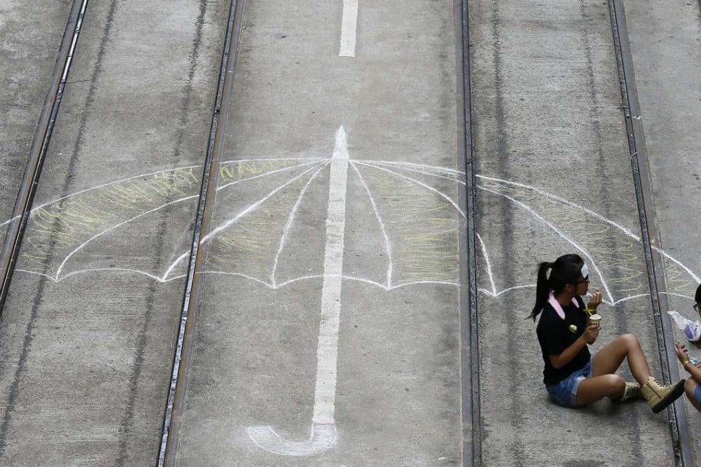 Protesters sit on tram tracks during the Occupy protests in Causeway Bay. The antipathy of some young Hongkongers towards the mainland has puzzled Beijing. Photo: EPA