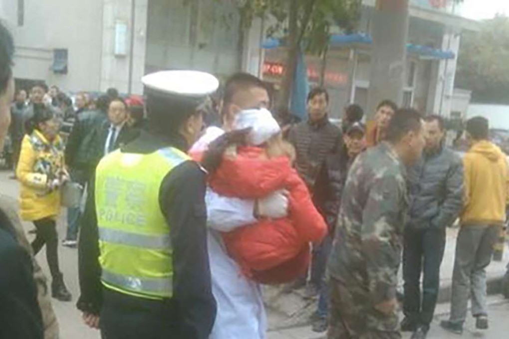 Nine people were injured in the incident, among them seven children, most of whom are pupils in the primary school nearby. Photo: SCMP Pictures