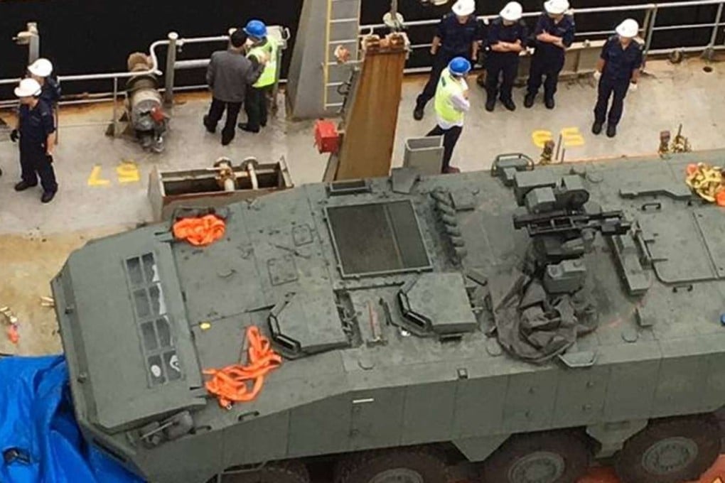 Military analysts say it has been standard practise for Singapore to ship military vehicles home from Taiwan through Hong Kong. Photo: SCMP Pictures