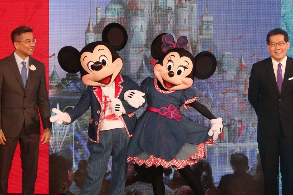 Hong Kong Disneyland Resort Executive Vice President and Managing Director Samuel Lau Wing-kee, with Hong Kong Secretary for Commerce and Economic Development Gregory So Kam-leung announced plans for the HK$11 billion resort expansion last week. Photo: David Wong