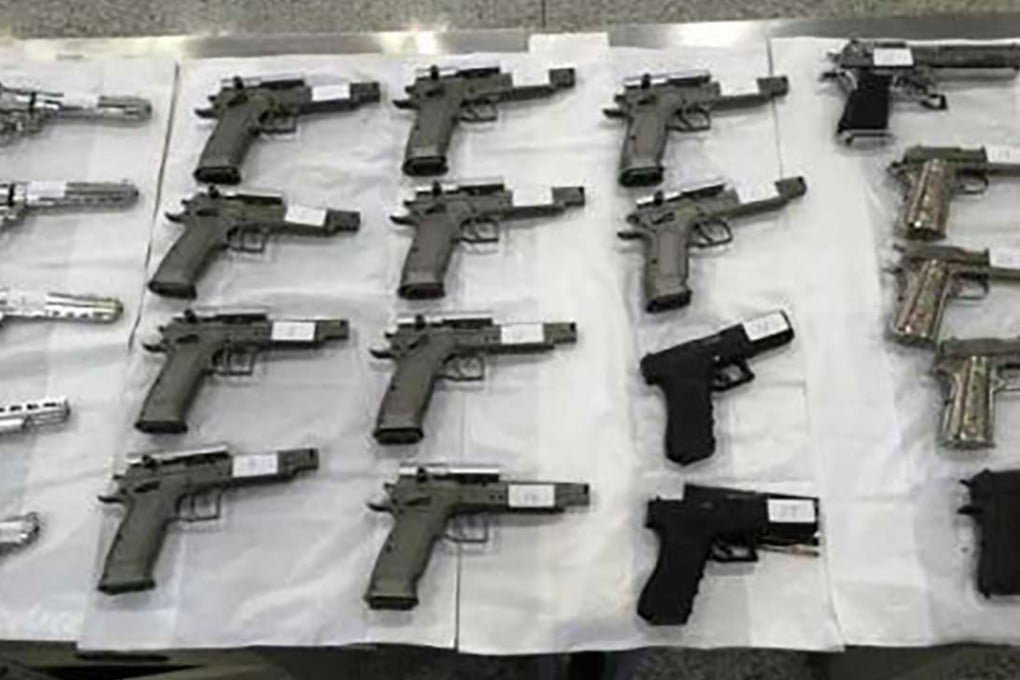 The air pistols were reportedly discovered inside a backpack worn by a Hong Kong man as he tried to pass through Shenzhen customs on Sunday. Photo: SCMP Pictures