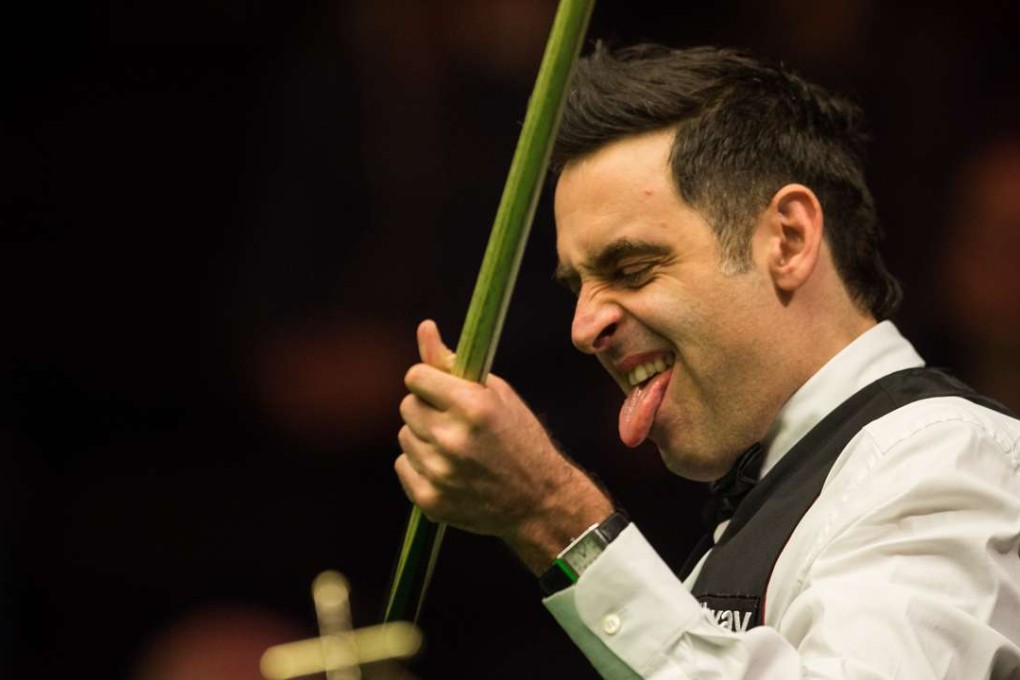 Ronnie O'Sullivan of England reacts during the third round match with Michael Georgiou of Cyprus at the Snooker UK Championship in York, Britain on Nov. 28, 2016. Ronnie O'Sullivan won 6-1. (Xinhua/Jon Buckle)