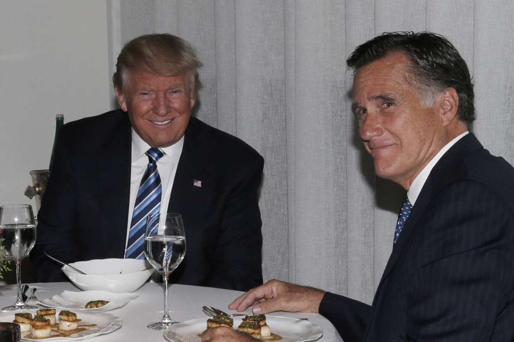 Donald Trump dined at one of New York’s swankiest restaurants with Mitt Romney, his erstwhile foe turned potential frontrunner in the race to become America’s next secretary of state. Photo: EPA