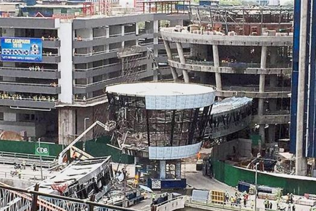 A pedestrian bridge under construction collapsed near. Photo: The Star Online