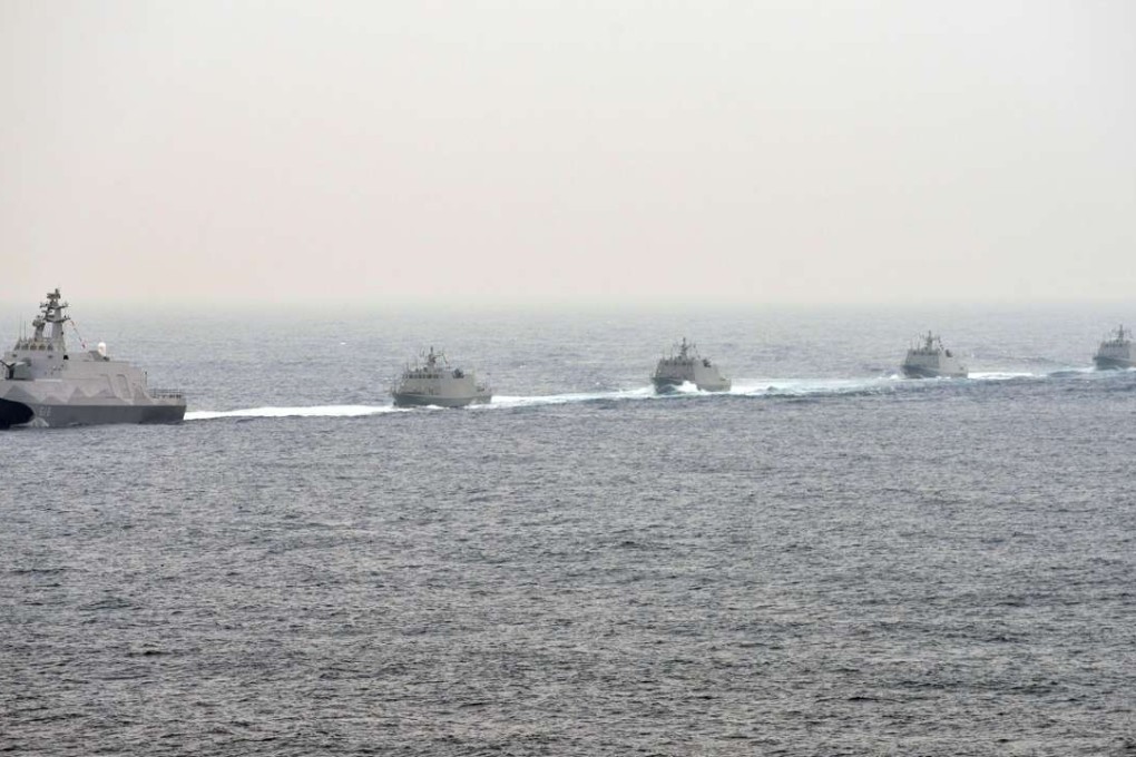 Taiwanese navel vessels drill at sea near the naval port in Kaohsiung in southern Taiwan in January. Taiwan’s coast guard and navy staged a joint rescue exercise near Taiping Island on Tuesday. Photo: AFP