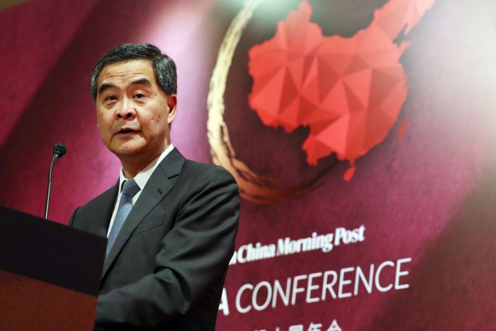 Chief Executive Leung Chun-ying speaks at the SCMP China Conference at the Conrad Hotel in Admiralty. Photo: Nora Tam