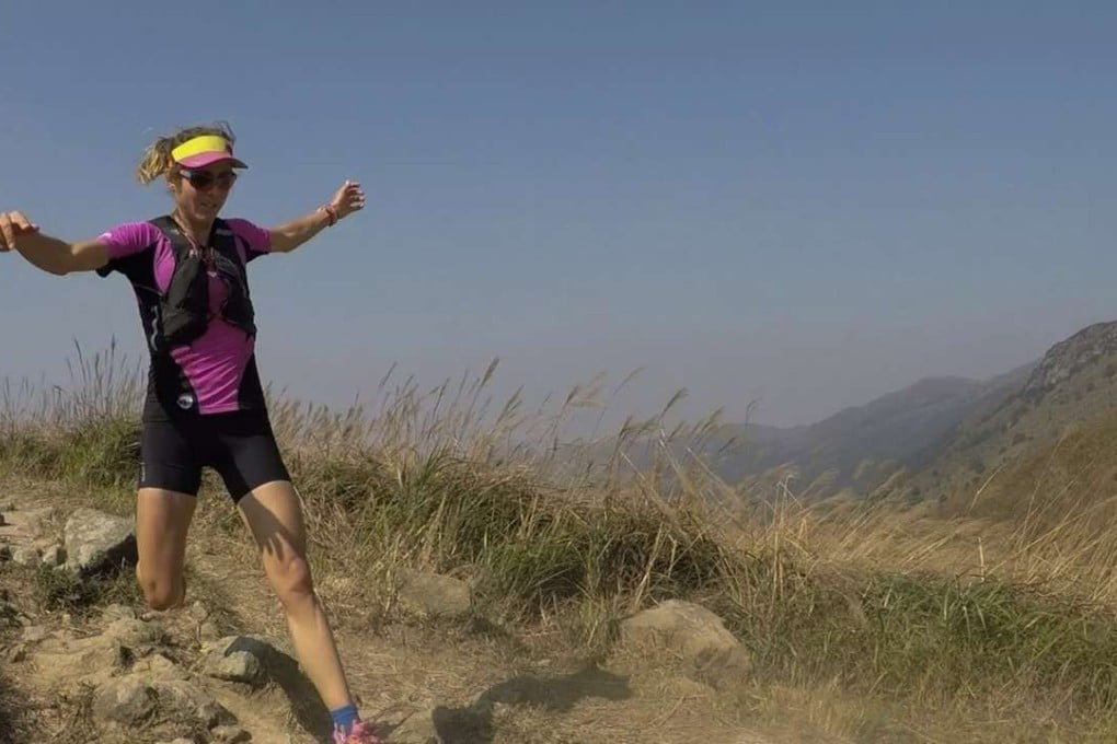 Ultrarunner Caroline Chaverot descends Sunset Peak on Lantau Island on a reconnaissance run ahead of Sunday’s race. Photo: Jeanette Wang