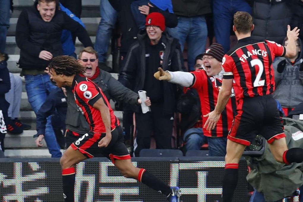 Nathan Ake celebrates scoring their fourth goal Reuters / Eddie Keogh