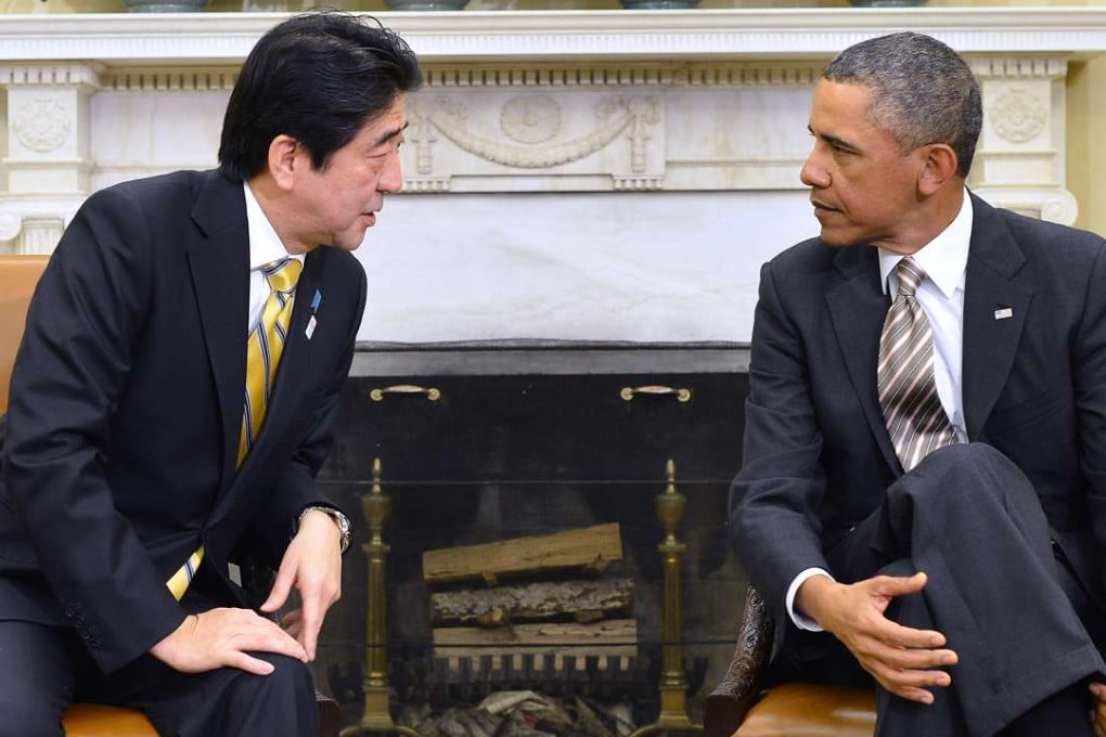 Japanese Prime Minister Shinzo Abe with US President Barack Obama. Photo: AFP