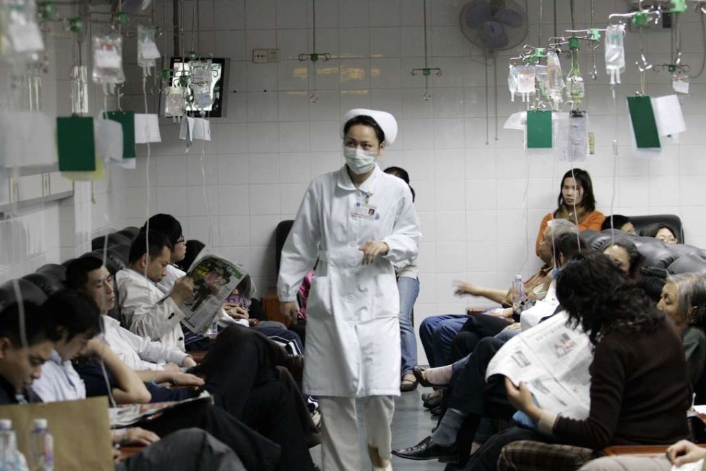 Flu patients being treated at a hospital in Shenzhen. China’s health care industry was worth US$108 billion in 2015, and is expected to grow to US$167 billion by 2020, according to a report by the International Trade Administration. Photo: AFP