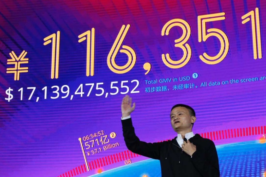 Alibaba executive chairman Jack Ma speaks in Shenzhen as online shoppers rush to buy on Singles Day. Photo: Xinhua