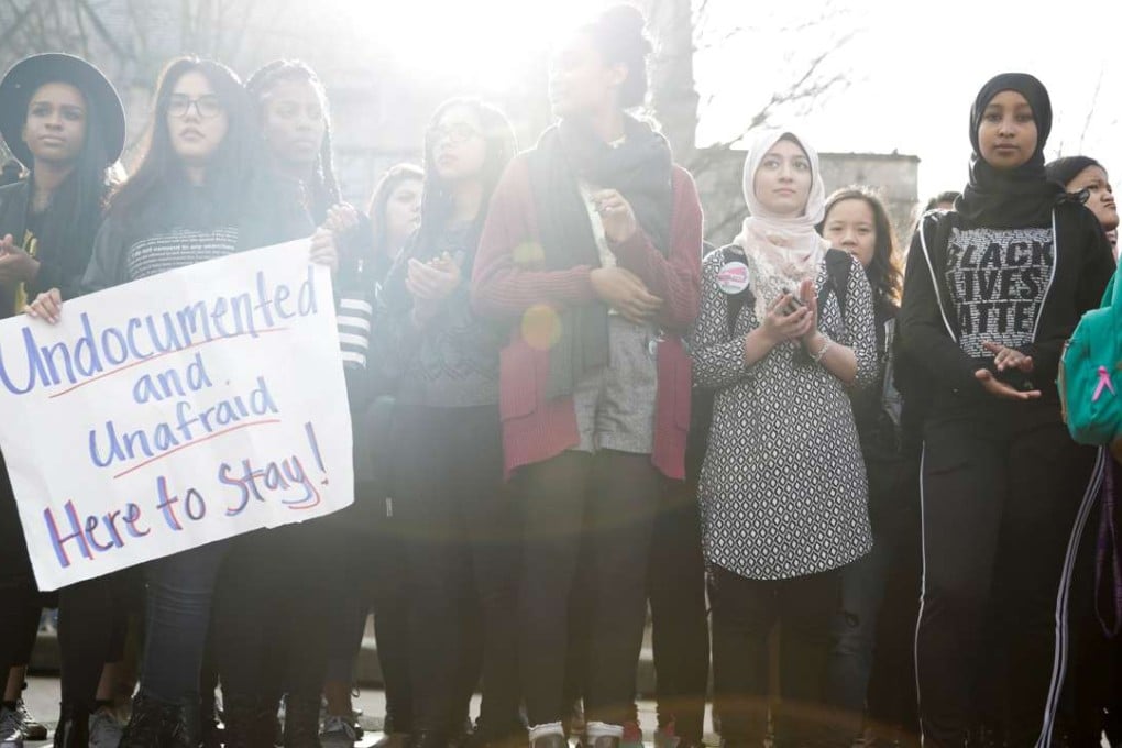 Students and faculty at the University of Washington in Seattle protest last month against Donald Trump’s election as US president. Photo: AFP