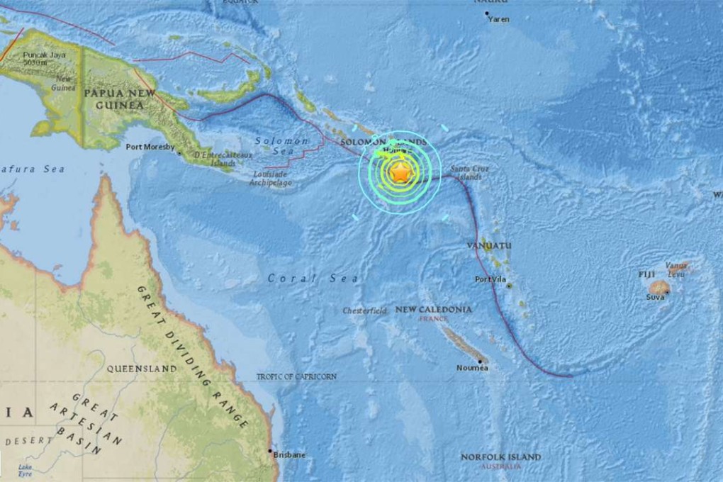 A 7.7 magnitude earthquake hit off the Solomon Islands early on Friday. Photo: USGS