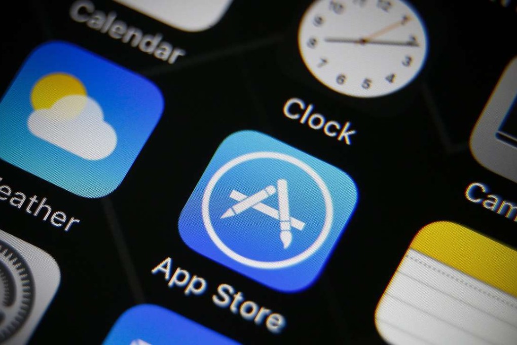 The icon of Apple's App Store (C) is pictured on an iPhone in Taipei, Taiwan. Photo: EPA