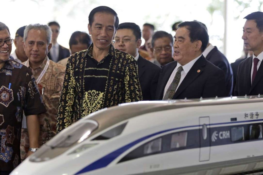 President Joko Widido (second left) at the high-speed rail project’s ground-breaking ceremony in January. Photo: AP