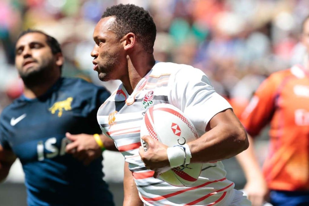 England's Dan Norton scores a try during England’s successful weekend at the Cape Town Sevens. Photos: AFP