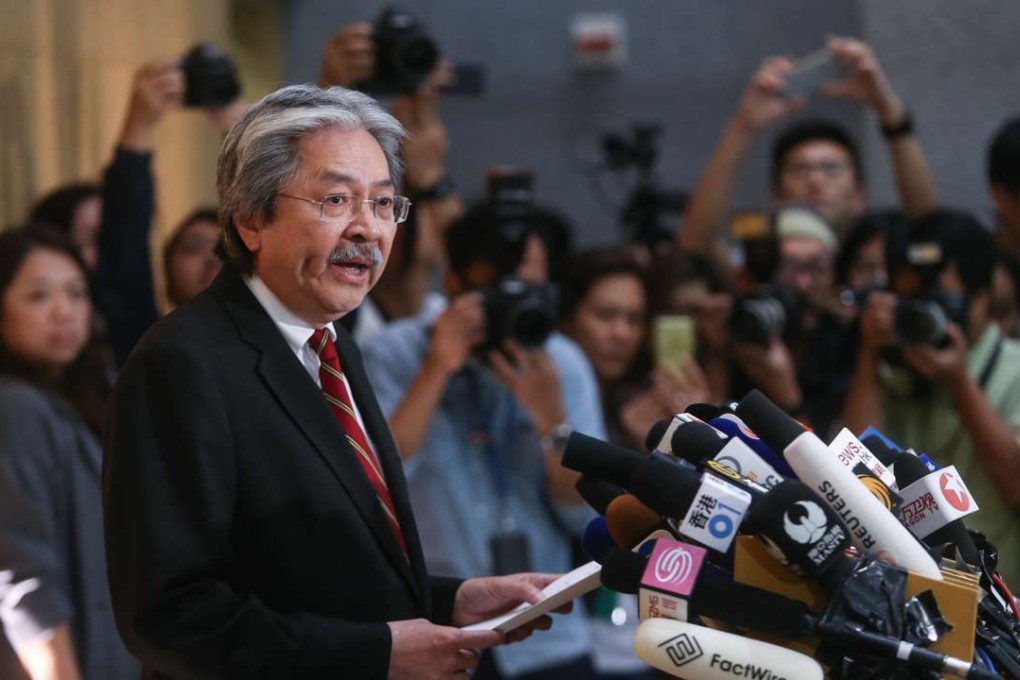 John Tsang Chun-wah at Monday’s press conference. Photo: Sam Tsang