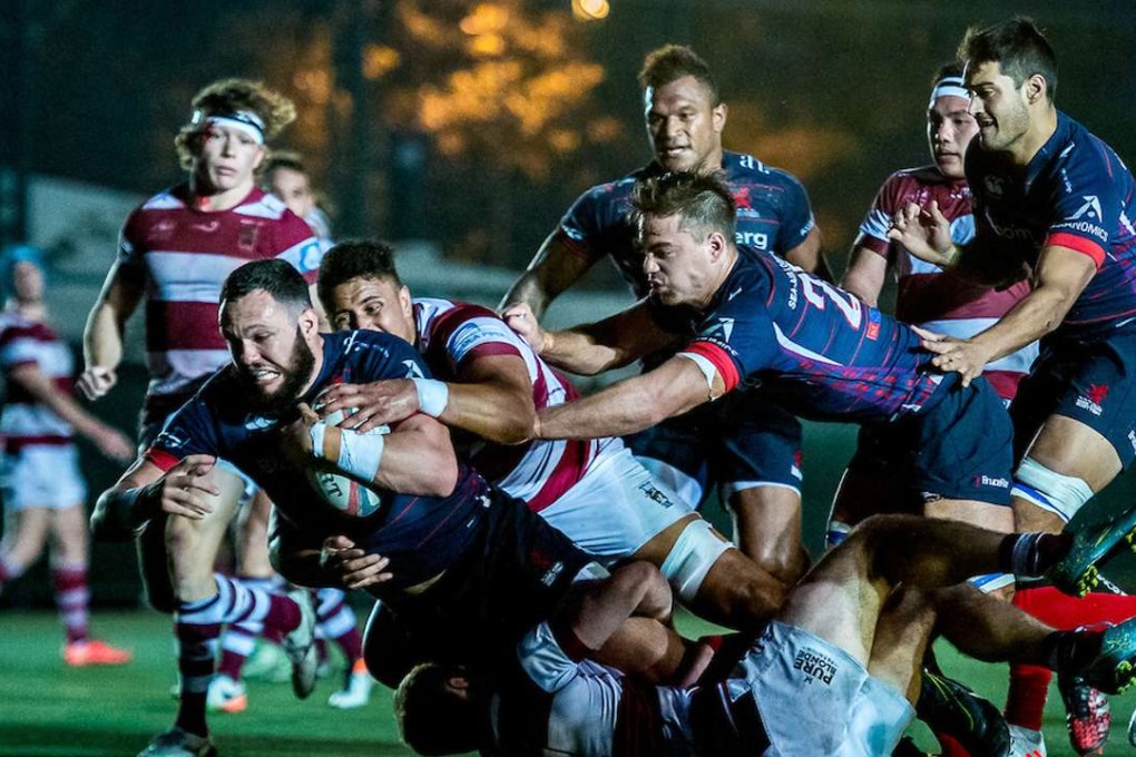 Conor Hartley scores a try for Scottish. Photo: Hong Kong Rugby Union