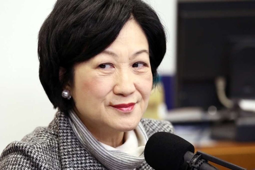 Chief executive contender Regina Ip speaks on a Commercial Radio programme. Photo: Jonathan Wong