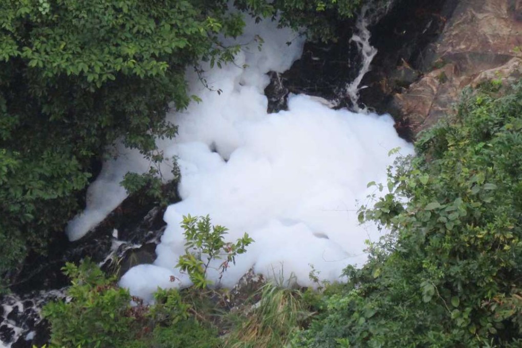 A view of the foam in a stream in Tseung Kwan O. Photo: Christine Fong