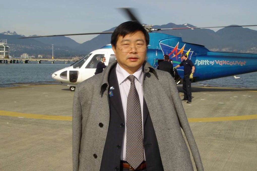 Corrupt Chinese businessman Ni Ritao is seen at a Vancouver heliport in 2005, in a photograph obtained by the South China Morning Post. Photo: SCMP