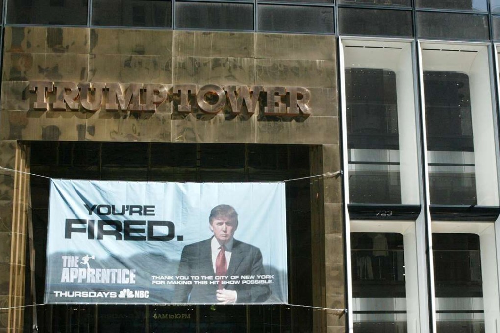 A sign advertising Donald Trump’s former reality television show ‘The Apprentice’ at Trump Towers in New York City. Photo: Getty Images