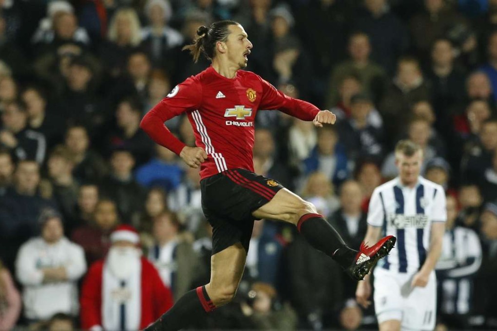 Zlatan Ibrahimovic celebrates scoring his second goal against West Brom. Photo: Reuters