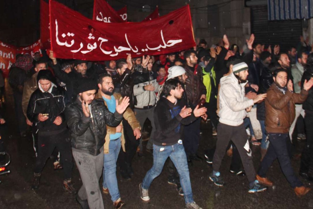 Syrians rally in the rebel-held northwestern city of Idlib. Photo: AFP