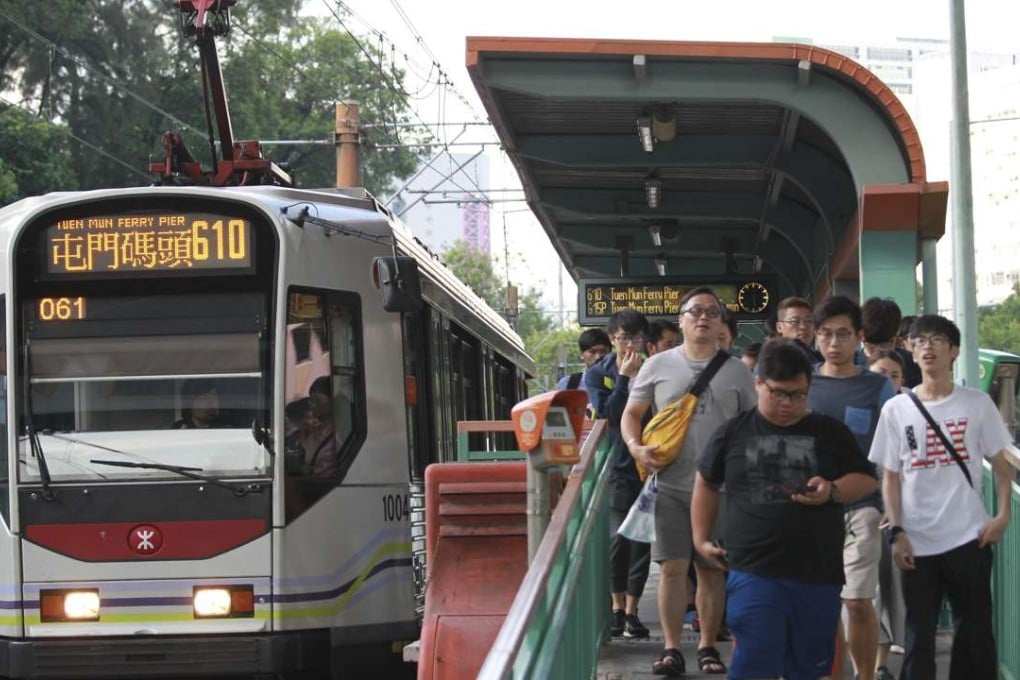 The Transport Department said a free MTR shuttle bus service was running between the Hung Tin Road Emergency Platform and Tin Yat light rail stop foraffected affected passengers. Photo: May Tse
